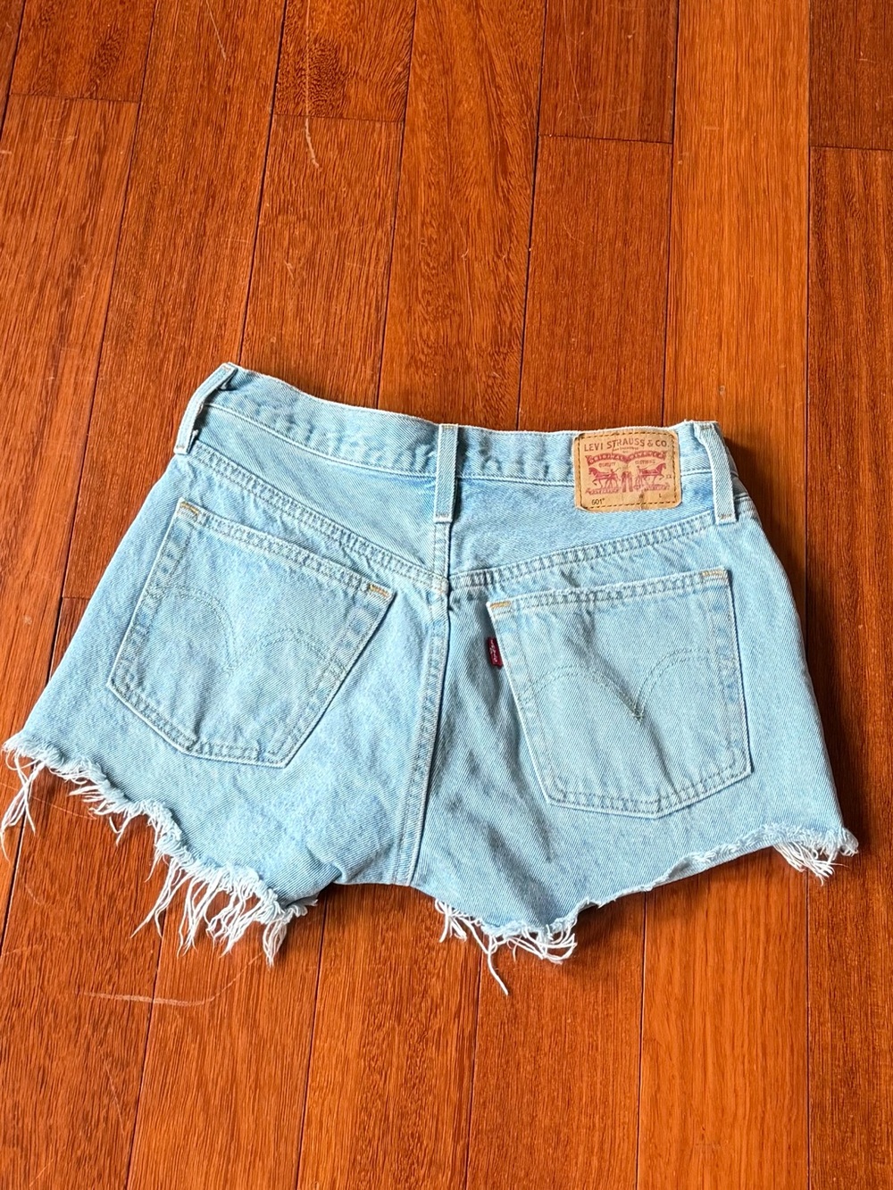 Levi 501 Distressed Shorts, Size 26